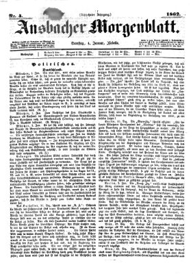 Ansbacher Morgenblatt Samstag 4. Januar 1862