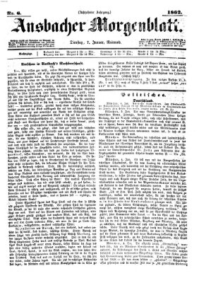 Ansbacher Morgenblatt Dienstag 7. Januar 1862