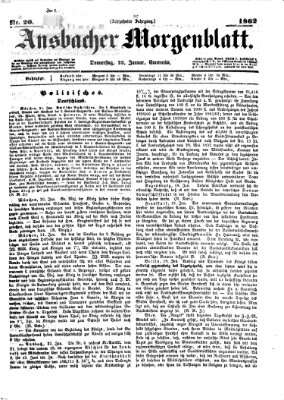 Ansbacher Morgenblatt Donnerstag 23. Januar 1862