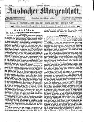 Ansbacher Morgenblatt Donnerstag 13. Februar 1862