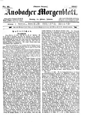 Ansbacher Morgenblatt Sonntag 16. Februar 1862