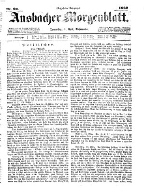 Ansbacher Morgenblatt Donnerstag 3. April 1862