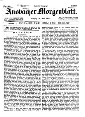 Ansbacher Morgenblatt Samstag 26. April 1862