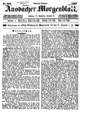 Ansbacher Morgenblatt Samstag 27. September 1862