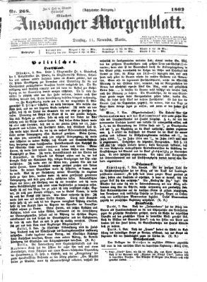 Ansbacher Morgenblatt Dienstag 11. November 1862