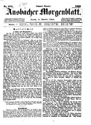 Ansbacher Morgenblatt Sonntag 16. November 1862