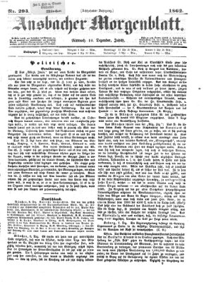 Ansbacher Morgenblatt Mittwoch 10. Dezember 1862