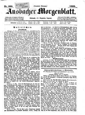 Ansbacher Morgenblatt Mittwoch 17. Dezember 1862