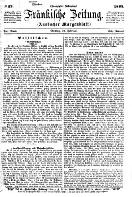 Fränkische Zeitung (Ansbacher Morgenblatt) Montag 29. Februar 1864
