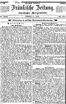 Fränkische Zeitung (Ansbacher Morgenblatt) Mittwoch 23. März 1864