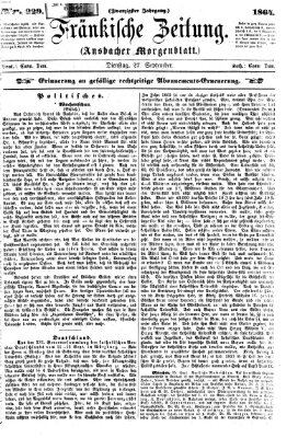Fränkische Zeitung (Ansbacher Morgenblatt) Dienstag 27. September 1864
