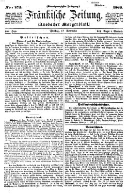 Fränkische Zeitung (Ansbacher Morgenblatt) Freitag 17. November 1865