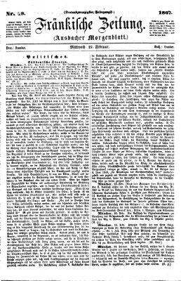 Fränkische Zeitung (Ansbacher Morgenblatt) Mittwoch 27. Februar 1867