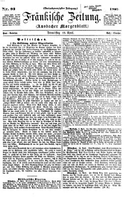 Fränkische Zeitung (Ansbacher Morgenblatt) Donnerstag 18. April 1867
