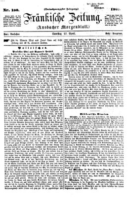 Fränkische Zeitung (Ansbacher Morgenblatt) Samstag 27. April 1867