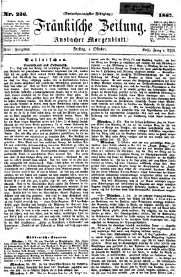 Fränkische Zeitung (Ansbacher Morgenblatt) Freitag 4. Oktober 1867