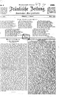 Fränkische Zeitung (Ansbacher Morgenblatt) Mittwoch 1. Januar 1868