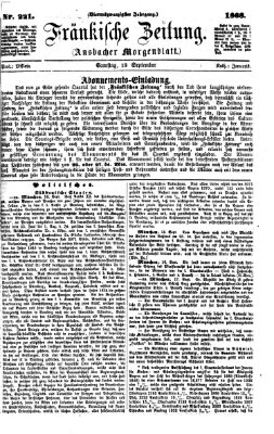 Fränkische Zeitung (Ansbacher Morgenblatt) Samstag 19. September 1868