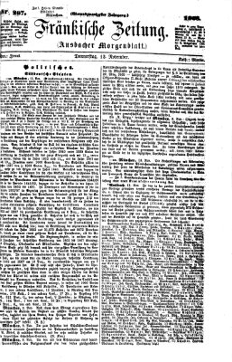 Fränkische Zeitung (Ansbacher Morgenblatt) Donnerstag 12. November 1868