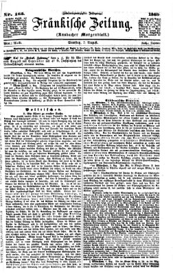 Fränkische Zeitung (Ansbacher Morgenblatt) Samstag 7. August 1869