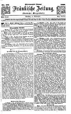 Fränkische Zeitung (Ansbacher Morgenblatt) Samstag 11. September 1869