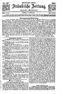Fränkische Zeitung (Ansbacher Morgenblatt) Samstag 25. September 1869