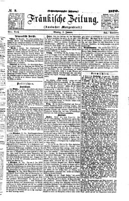 Fränkische Zeitung (Ansbacher Morgenblatt) Montag 3. Januar 1870