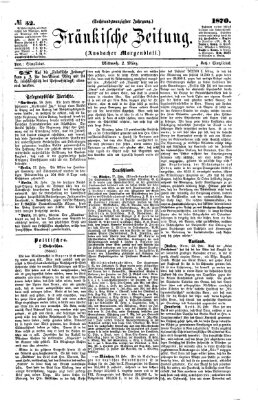 Fränkische Zeitung (Ansbacher Morgenblatt) Mittwoch 2. März 1870