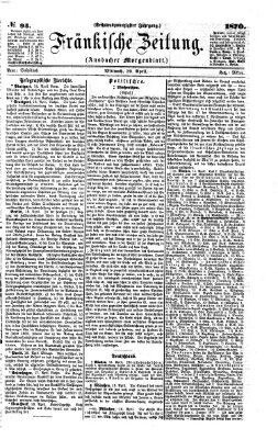 Fränkische Zeitung (Ansbacher Morgenblatt) Mittwoch 20. April 1870