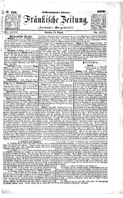 Fränkische Zeitung (Ansbacher Morgenblatt) Samstag 13. August 1870
