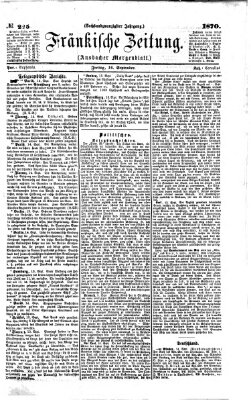 Fränkische Zeitung (Ansbacher Morgenblatt) Freitag 16. September 1870