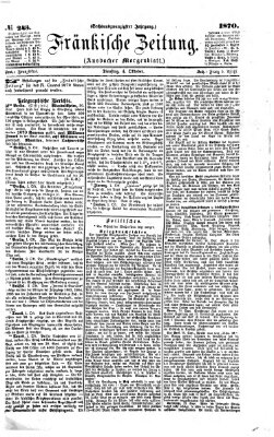 Fränkische Zeitung (Ansbacher Morgenblatt) Dienstag 4. Oktober 1870