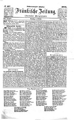 Fränkische Zeitung (Ansbacher Morgenblatt) Samstag 8. Oktober 1870