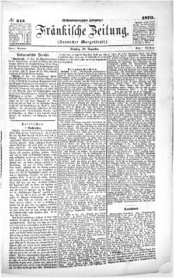 Fränkische Zeitung (Ansbacher Morgenblatt) Dienstag 20. Dezember 1870
