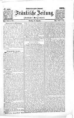 Fränkische Zeitung (Ansbacher Morgenblatt) Samstag 24. Dezember 1870
