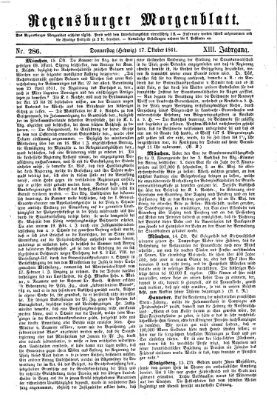 Regensburger Morgenblatt Donnerstag 17. Oktober 1861