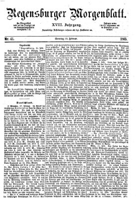 Regensburger Morgenblatt Sonntag 19. Februar 1865
