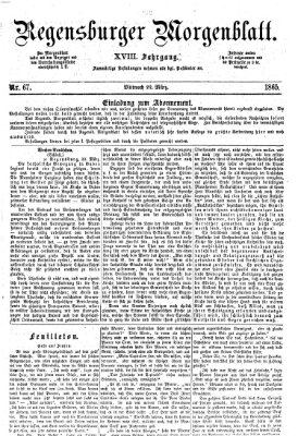 Regensburger Morgenblatt Mittwoch 22. März 1865
