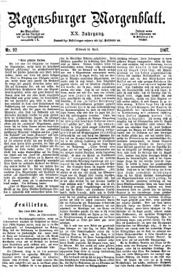 Regensburger Morgenblatt Mittwoch 24. April 1867