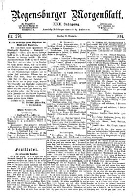 Regensburger Morgenblatt Samstag 27. November 1869