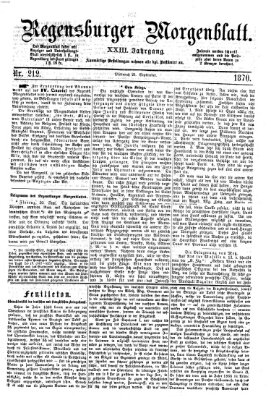 Regensburger Morgenblatt Mittwoch 21. September 1870