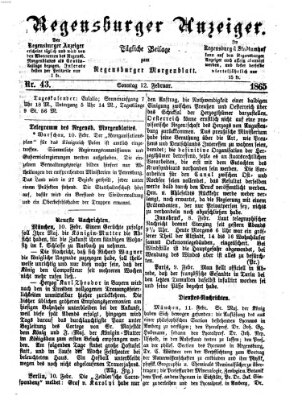 Regensburger Anzeiger Sonntag 12. Februar 1865