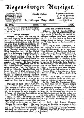 Regensburger Anzeiger Samstag 14. April 1866