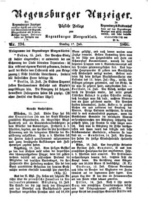 Regensburger Anzeiger Dienstag 17. Juli 1866