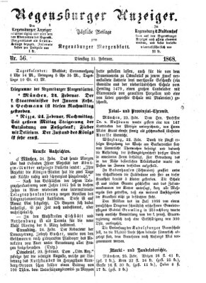 Regensburger Anzeiger Dienstag 25. Februar 1868