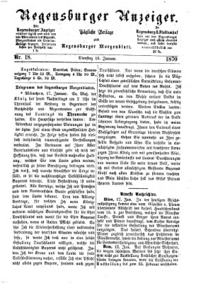 Regensburger Anzeiger Dienstag 18. Januar 1870