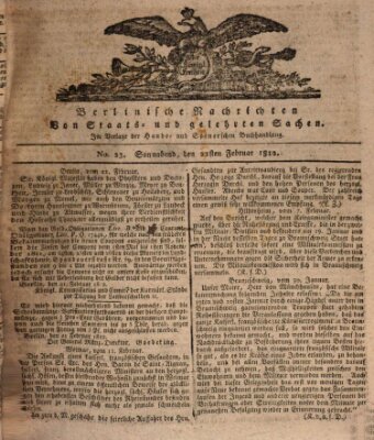 Berlinische Nachrichten von Staats- und gelehrten Sachen Samstag 22. Februar 1812