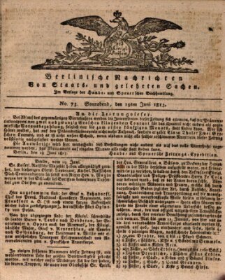 Berlinische Nachrichten von Staats- und gelehrten Sachen Samstag 19. Juni 1813