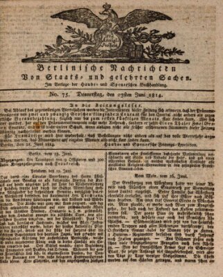 Berlinische Nachrichten von Staats- und gelehrten Sachen Donnerstag 23. Juni 1814