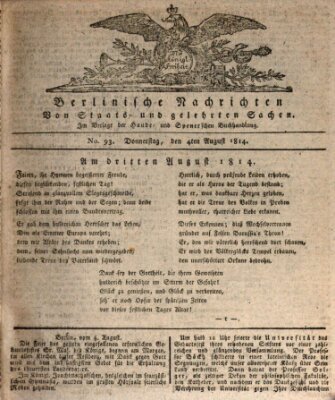 Berlinische Nachrichten von Staats- und gelehrten Sachen Donnerstag 4. August 1814